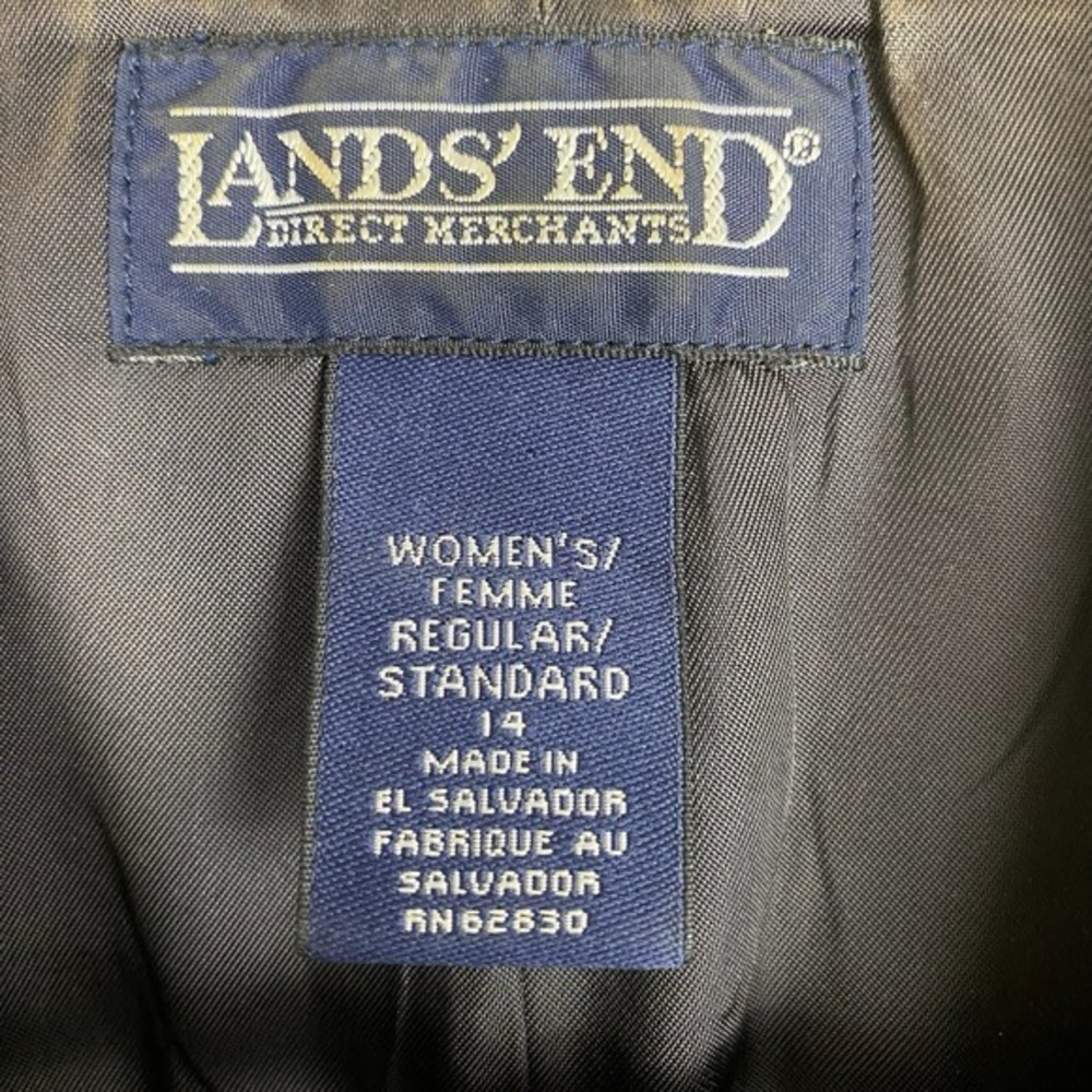 Vtg Lands End Blazer Womens 14 Irish Linen Black Relaxed Minimalist Lagom Scandi - Picture 7 of 10